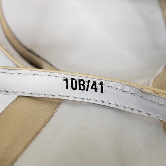 BCBGMaxazria Ivory Creme Ankle Strap Wedge Leather Sandals Size 10B - Picture 10 of 12